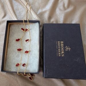 Brooks Brothers Gold and Red Women's Necklace